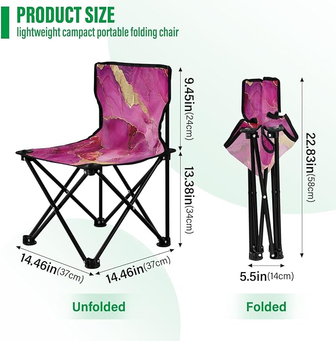 Marble Hot Pastel Burgundy Folding Camping Chair Lightweight Portable Chairs for Adults with Carrying Bag for Indoor