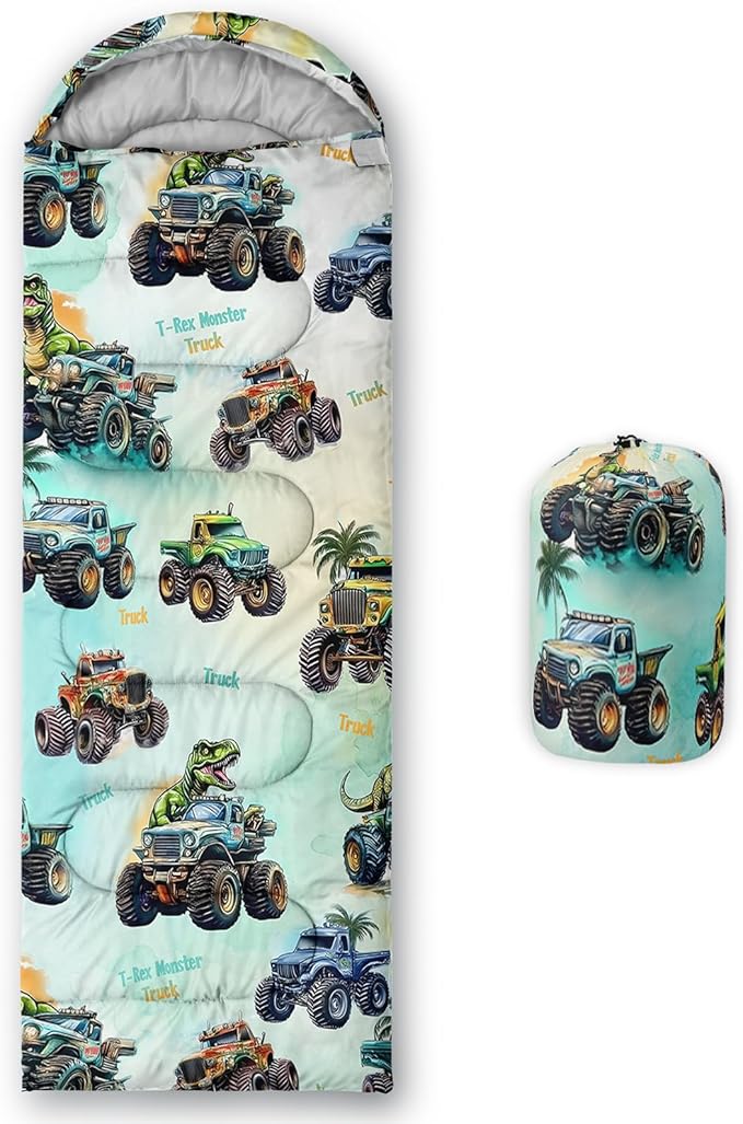 HOSIMA Kids Cute Dog Sleeping BagDifferent Pet Dogs Pattern Cold Weather Gear for CampingAnimal Themed with Christmas Tree Print Waterproof Sleeping Bags for Outdoors Hiking.