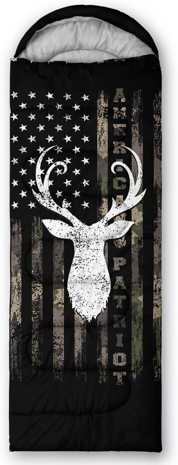 Axolotl Deer Camo Sleeping Bag Deer Antlers Army Camouflage Camping Bag in Warm Cold Weather US Flag Wild Animal Hunting Waterproof Backpacking for Traveling Outdoor Camping Gear Gear Equipment