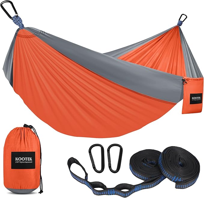 Kootek Camping Hammock Portable Hammocks with Tree Straps &amp Attached Carry Bag Camping Essentials Gear Perfect for Outside Indoor Hiking Beach Backpack Travel