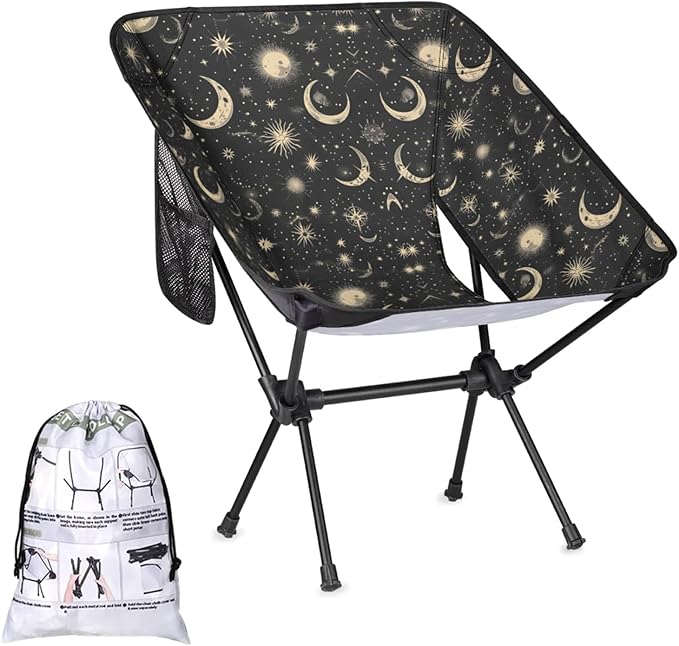 Portable Camping Chair Folding Chairs for Outside Moon &amp Stars Lightweight Backpacking Chair Outdoor Collapsible Beach Chairs for Adults Fishing Lawn Picnic Travel Hiking