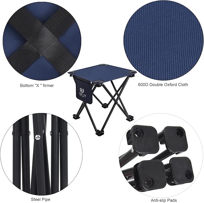 Opliy Camping Stool 2 Pack13.5 Inch Portable Folding Stool for Outdoor Gardening and Beach Hiking FishingFoot Stool with Carry Bag (Blue)