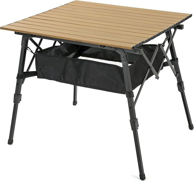 ARROWHEAD OUTDOOR 39 Aluminum Folding Camp Roll Up Table w/Adjustable Height Undertable Mesh Storage Carry Bag