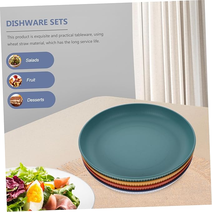Wheat Straw Dinnerware Camping Utensil Outdoor Plates Straw Cutlery Kit for Camping Picnic Hiking Beach