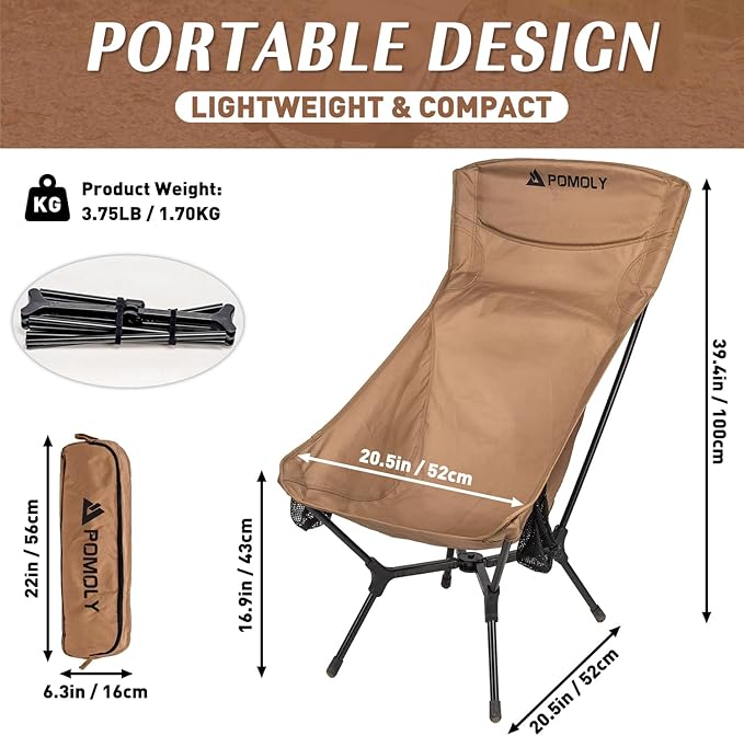 POMOLY Chalet 70 Pro Camping Hot Tent Cabin Tent and Camping High Back Chair