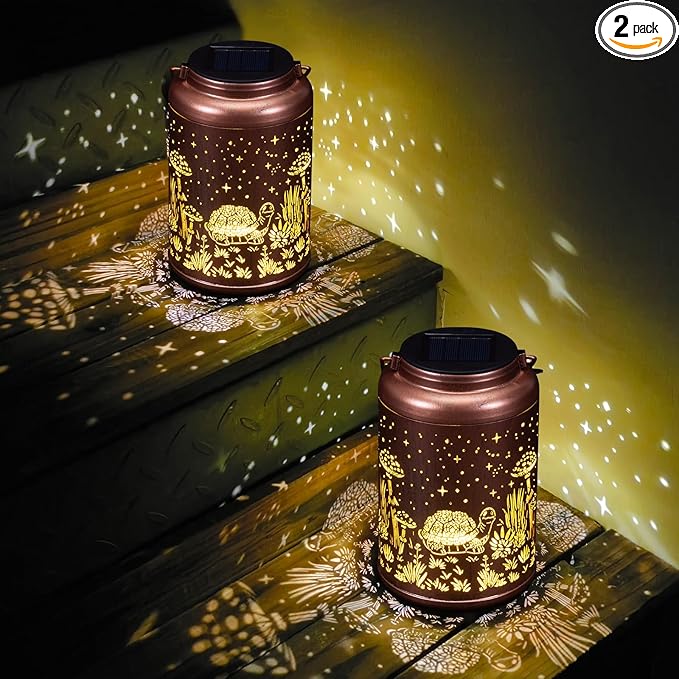 2 Pack Turtles Solar Lanterns Outdoor Waterproof - Mothers Day Gifts for Mom Grandma Birthday Gifts for Women Solar Lights Outdoor Garden Decor for Outside Patio Outdoor Yard