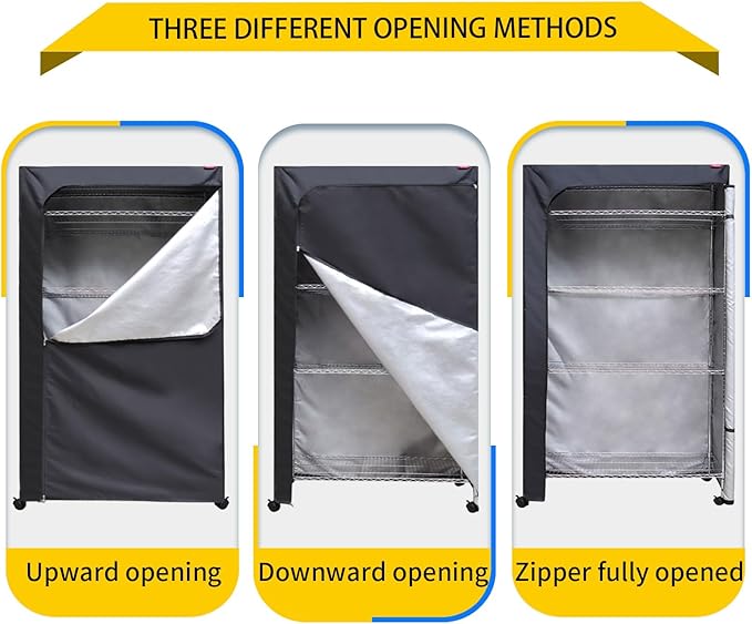 Shelving Cover Wire Shelf Covers Storage Rack Dust CoverThe Two-Way Zipper Design can be Opened up Down or All for Easy Access 42 WX18 DX72 H(No ShelvesBlack)