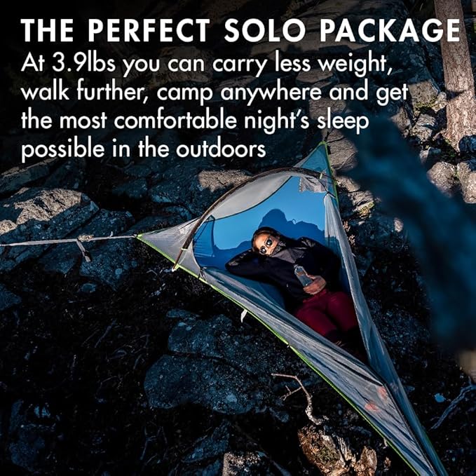 Tentsile UNA V3 Solo Tree Tent Hammock 1-Person Capacity Anti-Roll System Ratchet and Straps Included Portable Tree House Shelter Designed in The UK