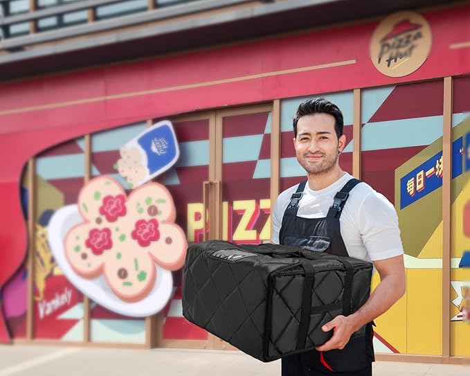 MyLifeUNIT Pizza Bag for Delivery Thermal Insulated Pizza and Food Delivery Bag 16 x 16 x 14 Pizza Warmer Bag Holds 6-7 Large 14 Pizza Boxes Hot Pizza Carrier Insulated Bags