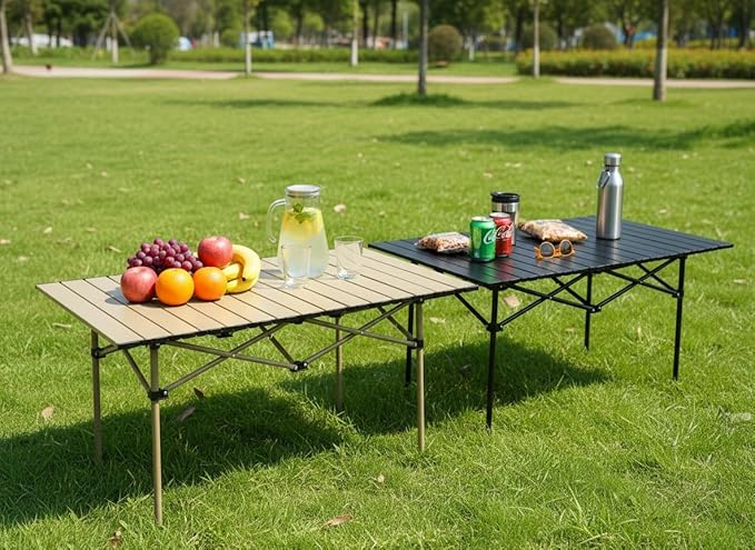 Camping TablePortable Folding Tablewith Carry BagSuitable for Indoor Outdoor Camping Backyard Party Patio The Black Camping Table at The Beach