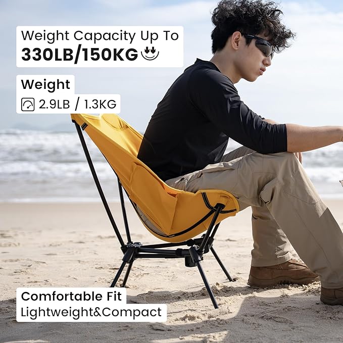 ONETIGRIS Tigerblade Camping Chair Lightweight Folding Backpacking Hiking Chair Compact Portable 330 lbs Capacity