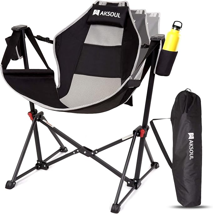 AKSOUL Hammock Camping Chair Swinging: Foldable &amp Portable Swing Chairs with Storage Bag - 265lbs Adult Weight Capacity - Folding Rocking for Lawn Camp Stargazer Outdoor