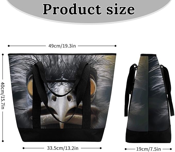 Insulated Shopping BagLarge Reusable Cooler Bags Emu Printed Foldable Shopping BagTravel Waterproof Shoulder Bag
