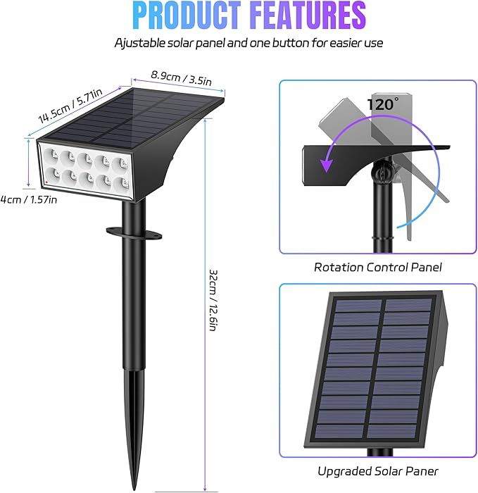 Solar Spot Lights Outdoor Color Changing [7 Mode/6 Pack] Christmas Landscape Spotlights Solar Lights Outdoor WaterproofLed Powered Flood Light for Halloween Pathway Yard Garden Tree Walkway