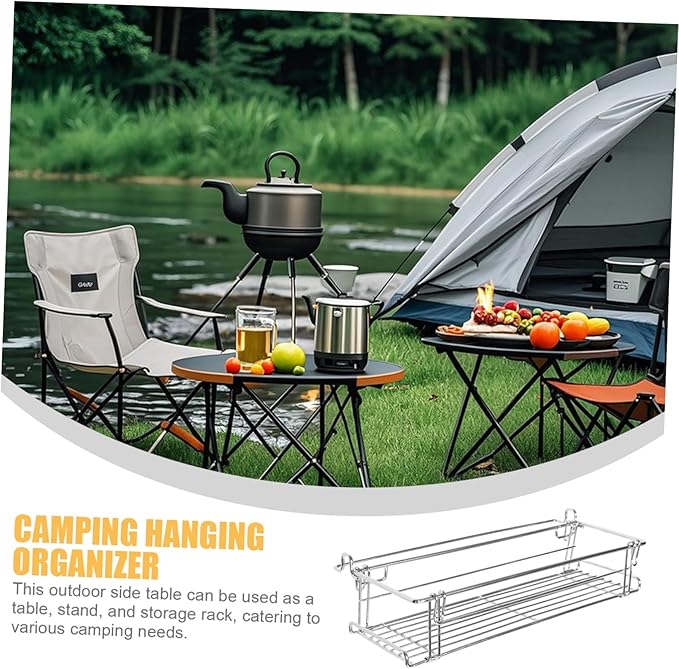 Stainless Steel Outdoor Camping Table Extendable Rack Compact BBQ Picnic Organizer
