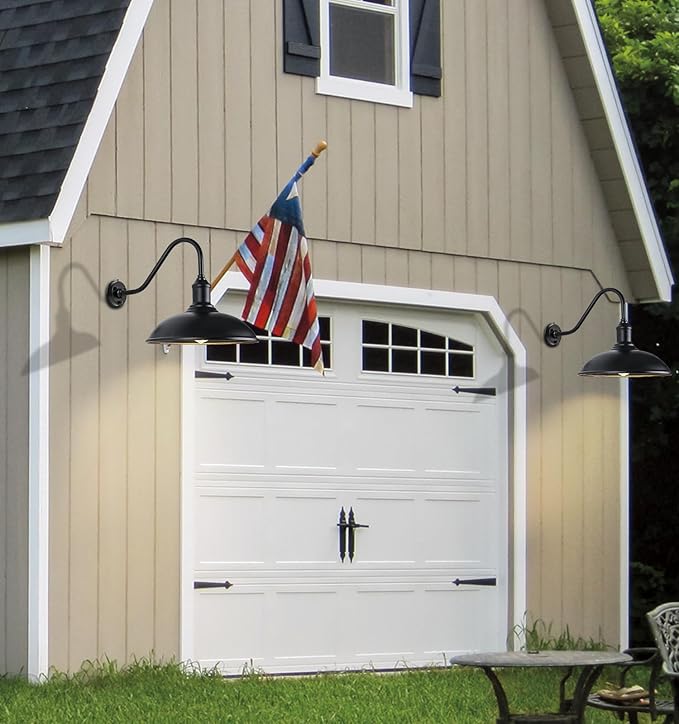 Large 18in Dusk to Dawn Outdoor Barn Lights Classic Gooseneck Light Up The Night Suitable for Porch Farmhouse Garage Lighting