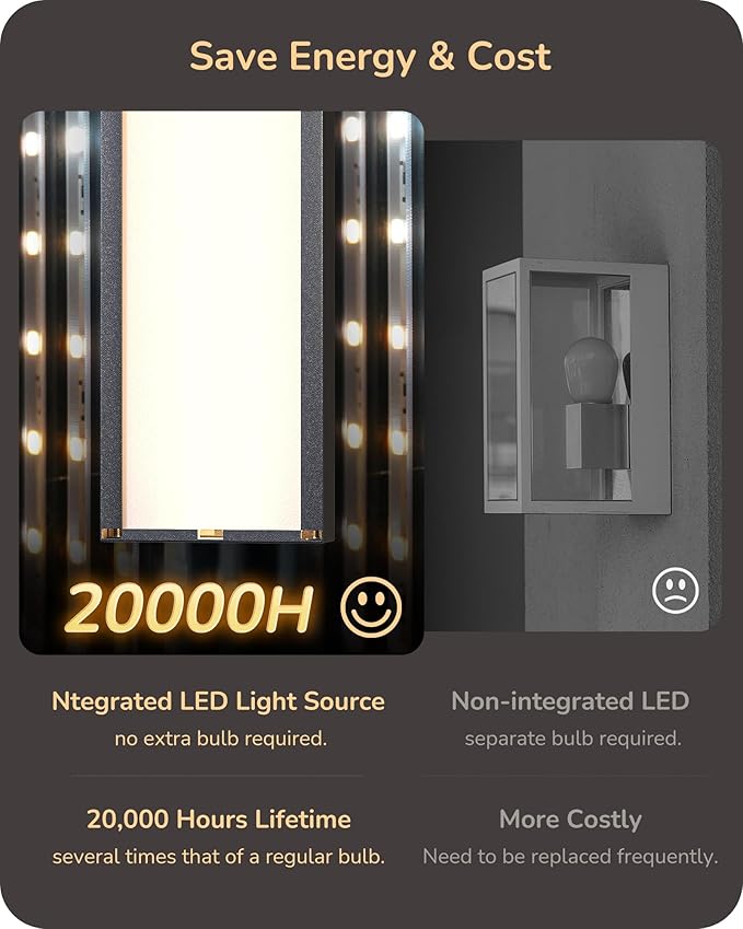 EDISHINE 2 Pack LED Outdoor Wall Lights Dimmable 3000K 4000K 5000K 15.7 Modern Black Outdoor Wall Sconce IP65 Waterproof Linear Exterior Wall Light for Entrance Hallway Garage Porch