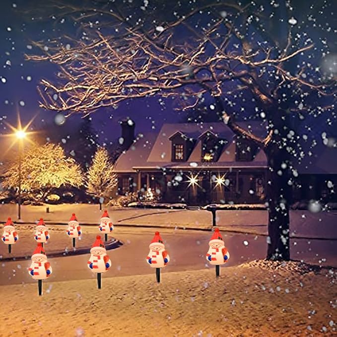 Christmas Snowman Pathway Stakes Lights 7Ft C7 Outdoor Landscape String Light with 4 Snowman Driveway Markers(E12 Base 5w) for Patio Yard Garden Lawn Decoration 1 Pack White