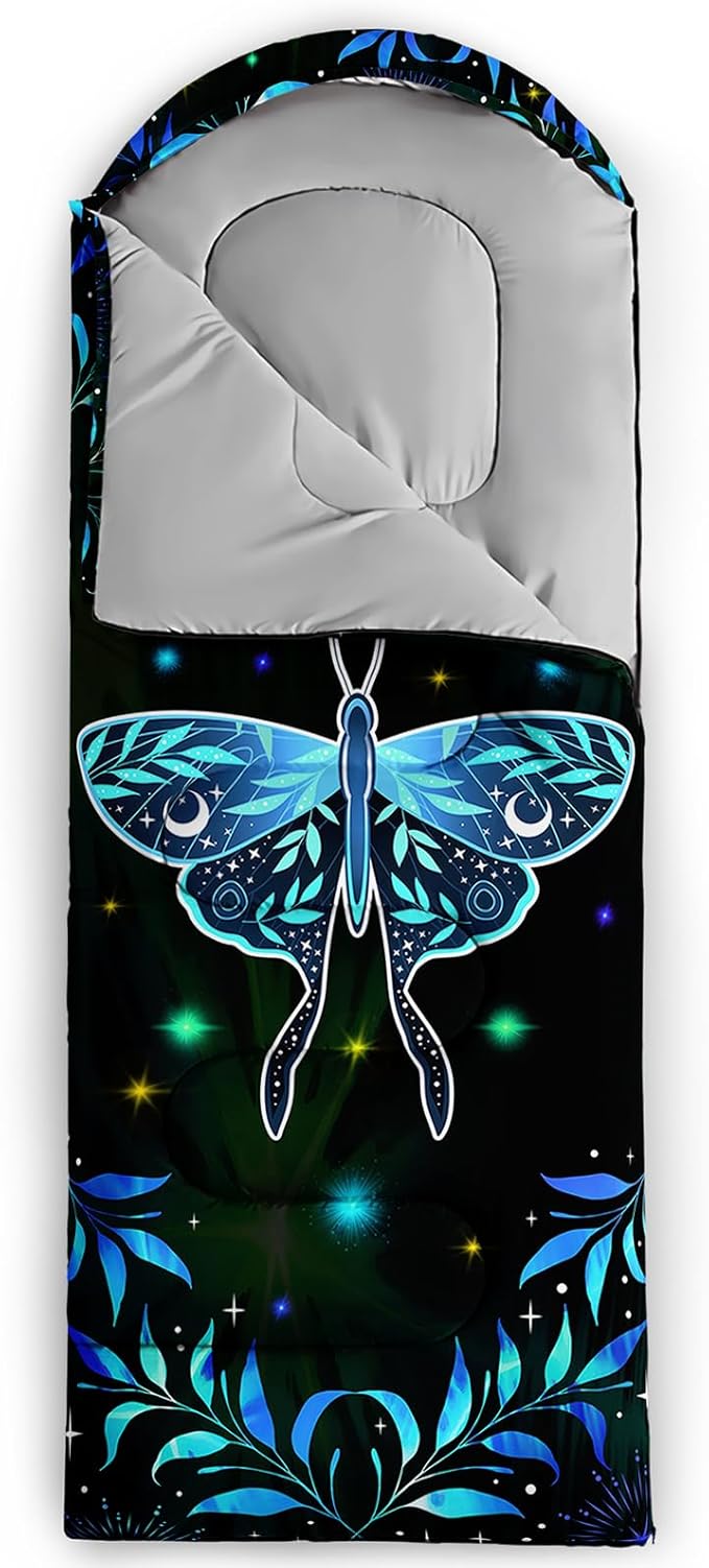 AILONEN Kawaii Panda Sleeping BagsLightweight &amp Waterproof3 Season Warm &amp Cool WeatherDreamy Purple Flower Animal Themed Sleeping Bags for BoysGirlsKidsAdults TravellingOutdoors