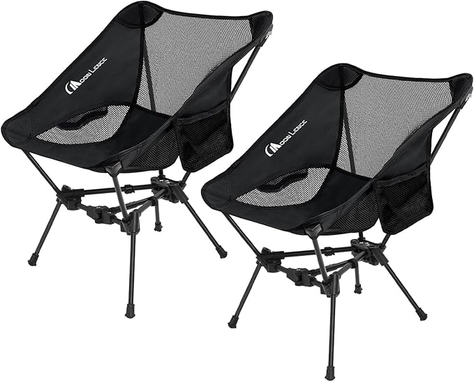 MOON LENCE 2 Pack Portable Camping Chairs Backpacking Chair - The 4th Generation Ultralight Folding Chair - Compact Lightweight Foldable Chairs for Hiking Mountaineering Beach