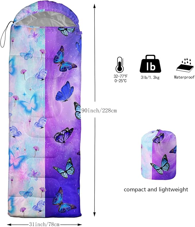AILONEN Outer Space Astronaut Camping Sleeping BagsLightweight &amp Waterproof3 Season Warm &amp Cool WeatherCartoon Sleeping Bags for KidsBoys Girls TravellingOutdoors