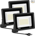 3 Pack 80W LED Warm White Floodlight 3000K Outside Flood Light with Plug Ultra Bright 10400LM Outdoor Security Lights IP66 Waterproof Flood Lights for Yard Garden Lawn Patio