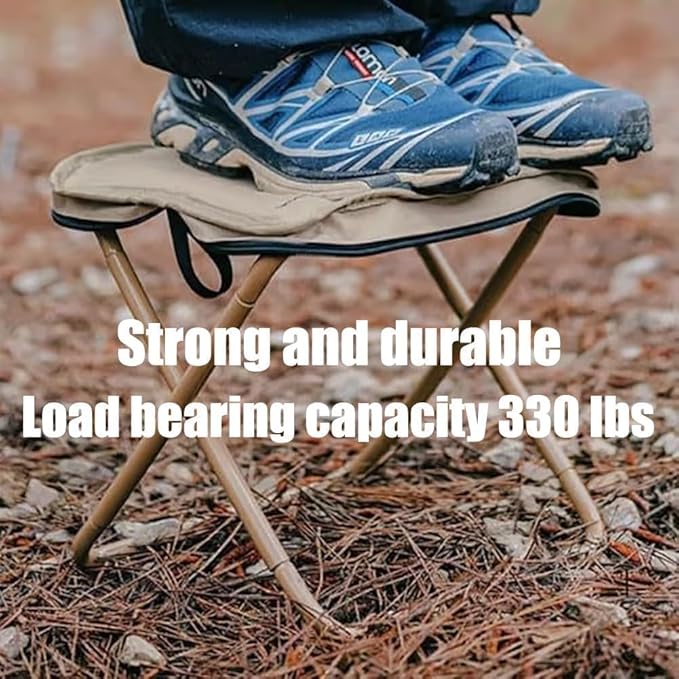 2-in-1 Outdoor Folding Chair &amp Bag Foldable Backpack Stool Portable Mini Outdoor Camping Fishing Folding Seat with Adjustable Shoulder Strapfor Hiking Picnics Outdoor Barbecue (Beige S)