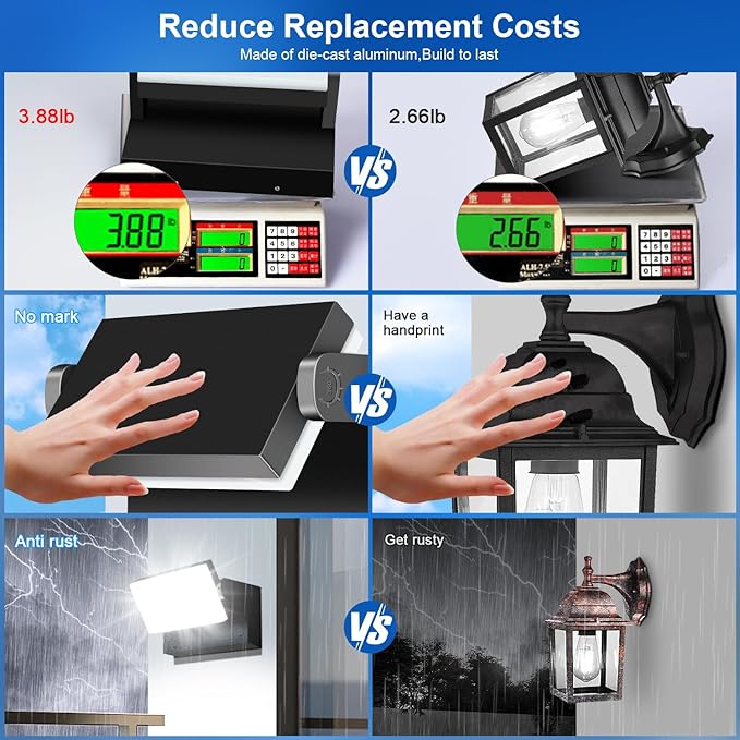 ledmo LED Flood Lights Outdoor - 360 Adjustable Head 60W Wall Pack Switch Control Modern Exterior Lighting Fixtures Commercial Security 5000K Wall Mount for ShopBarnGarage Yard 4 PackBlack