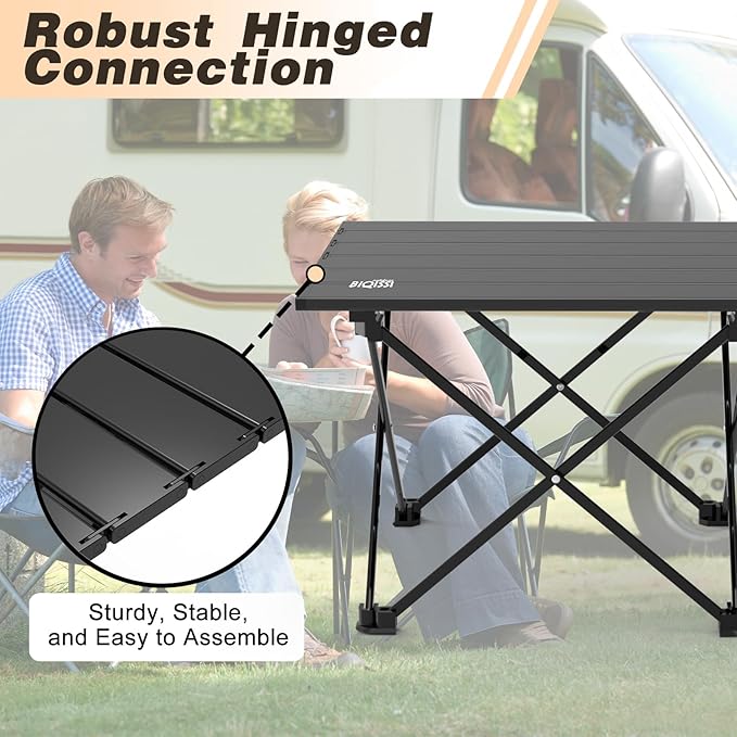 Folding Camping Table Aluminum Folding Beach Table w/Carry Bag Portable Picnic Table for Outdoor Camping Picnic Travel Camping Table (Black 22)