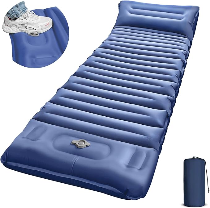 Sleeping Pad for Camping 5 Extra-Thick Camping Mat with Pillow Built-in Foot Pump Ultralight Inflatable Sleeping Mat for Camping Backpacking Hiking Camp Tent