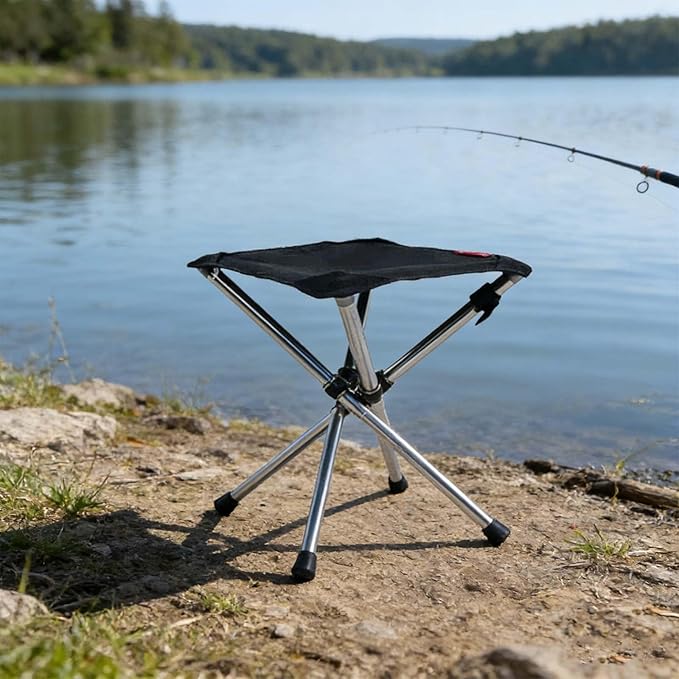 Portable Stool 13.8 Inch High Small Folding Chair Telescopic Compact Foldable Stool with Carry Bag for Camping Hiking Outdoor Concert