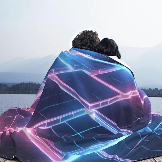 Glow Grid Soft Fleece Blanket 60 * 50 inch Soft Sofa Blanket Suitable for Sofa Camping Travel Night Cover Blanket