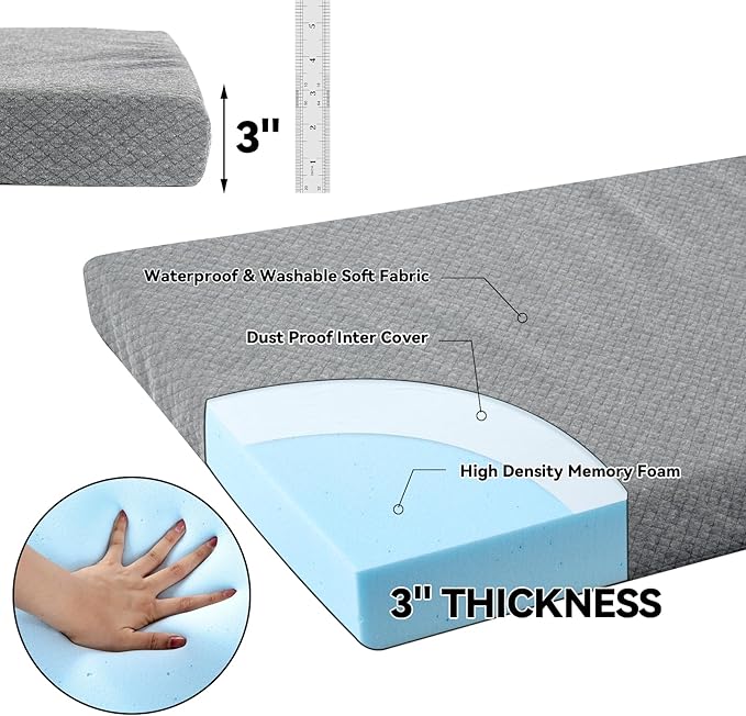 HOMBYS Memory Foam Camping Mattress PadPortable Sleeping Pad for AdultWaterproof Cot MattressRoll Up Floor MattressFoldable Backpacking Travel Bed for HikingGuest Bed