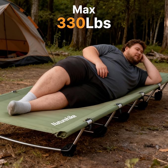 Naturehike Camping Cot Ultralight Folding Backpacking Cot 60-Second Easy Set-Up Supports 330lbs Portable Camping Bed for Adults Hiking Travel Home
