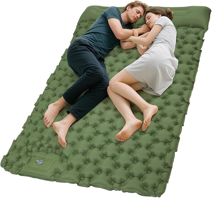 KingCamp Sleeping Pad for Camping Ultralight Connectable Inflatable Sleeping Pad Camping Mattress with 6.3 Built-in Pillow &amp Foot Pump for Backpacking Hiking Tent Cot