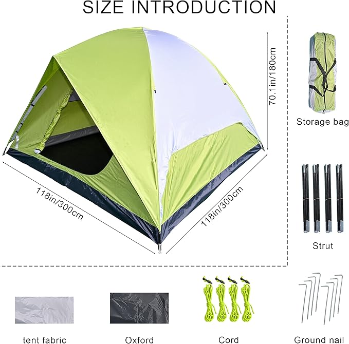 4-6 Person Dome Camping Tent Family Camping Tent 83x106 inches Waterproof Oxford Flooring for Fishing Outdoor Camping Hiking Study Tours Summer Camps.