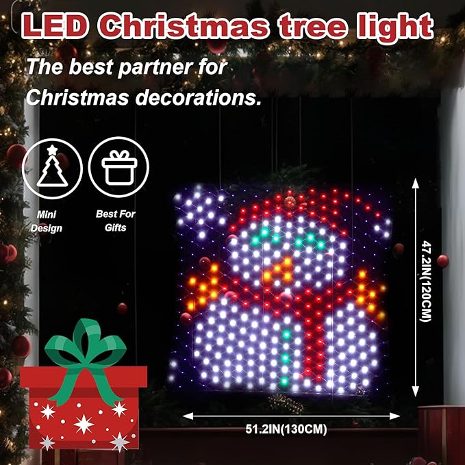 Leisure world LED Snowman Window Silhouette LightsUSB Operated LED Net Outdoor Mesh Lights with Timer 8 Modes for Indoor Outdoor Holiday Xmas Party Decor