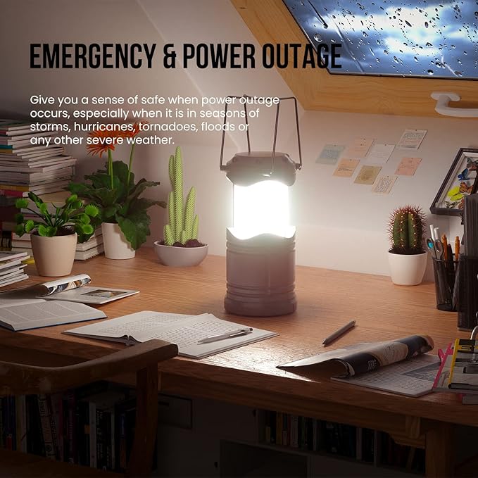 Lichamp LED Camping Lantern 4 Pack Battery Powered Flashlight for Power Outages Portable Collapsible Hanging Light Essential for Home Outdoor Emergency Lamp Survival Kit Gear for Hurricane Gray