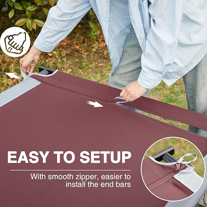 EVER ADVANCED Extra Wide Camping Cot for Adults Oversized XXL Sleeping Cots Folding Cot Bed with Carry Bag 84.3 L x 41.9 W Support to 550 lbs
