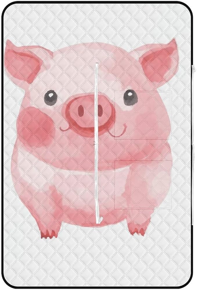 Zipper Lovely Pink Pig Style Picnic Mat Suitable for Travel Camping Park Or Home Use