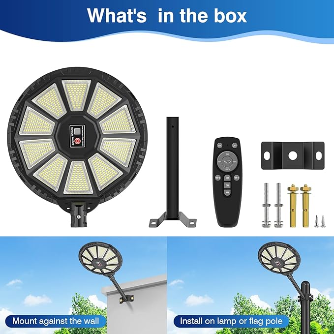 Solar Lights Outdoor 590LED 6500K Flood Light Dusk to Dawn Solar Outdoor Lights with Motion Sensor IP66 Waterproof Solar Street Lights Outdoor for Yard Pools(2 Pack)