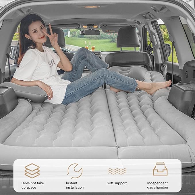 SUV Air Mattress - Thickened &amp Multifunctional Inflatable Bed for Outdoor Camping Road Trips - Portable Car Mattress for Adults Travelers with SUV Truck