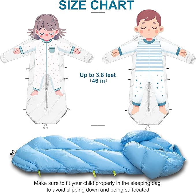 Walkable Toddler Sleeping Bags for Kids Boys Girls (2T-4T) - Puffy Camping Sleeping Sack for Indoor Outdoor Travel Sleepover Slumber Party (up to 46 in)- Machine Washable Lightweight