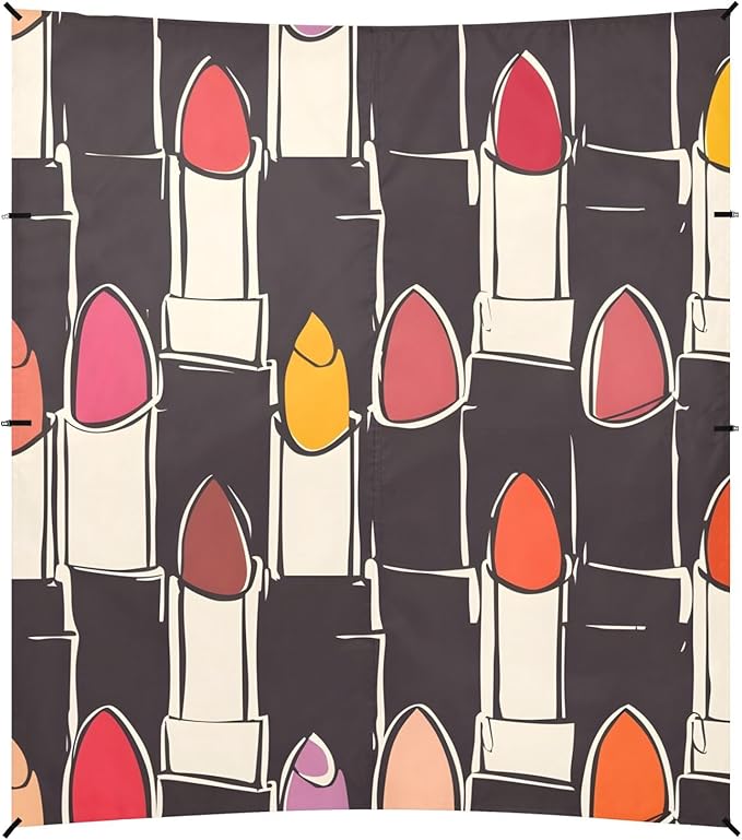 Colorful Abstract Lipstick Camping Sun Shelter Beach Tent Portable Beach Sun Shade Outdoor Canopy for Camping Trips Fishing Picnic