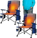 Romswi 2-Pack Heated Camping Chairs 500lbs Heavy Duty Oversized Folding Chair with Dual-Zone Heating &amp Hard Armrests XL Padded Portable Chair for Sports Sideline Tailgate Winter (USB Compatibl