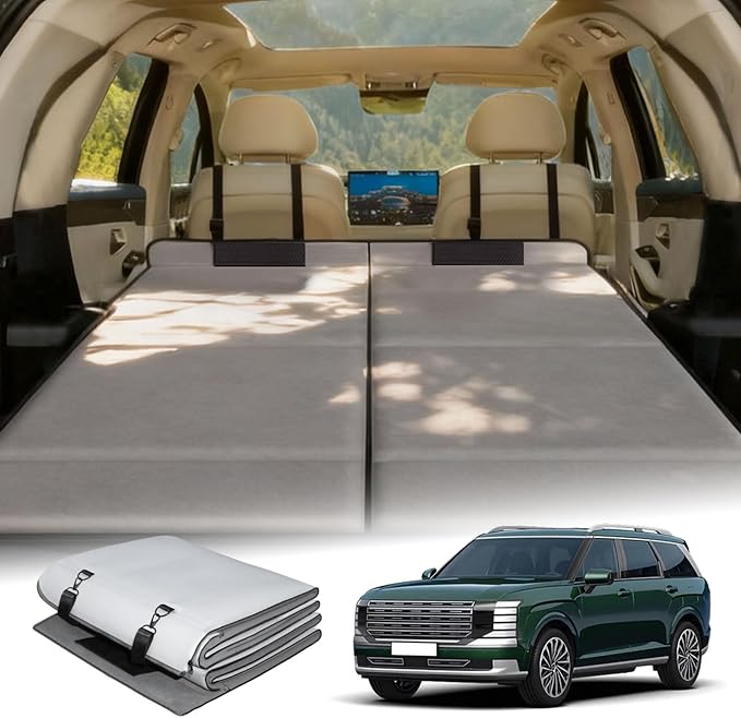Car Bed for 2025-2026 Hyundai Palisade Foldable Non-Inflatable Memory Foam Camping Mattress Thickened Trunk Sleeping Pad Air Mattress Upgrade for Camping &amp Travel Essentials With Storage Bag