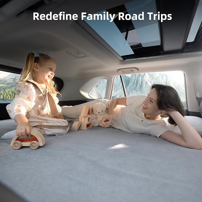 AutoLevel TPU Backseat Foam Mattress for Toyota RAV4 Hybrid 4-inch Foam Camping Mattress &amp Slope-Cancel Layer Inflatable SUV Car Bed with Rechargeable Pump for Road Trip Sleeping (RAV4 Hybrid)