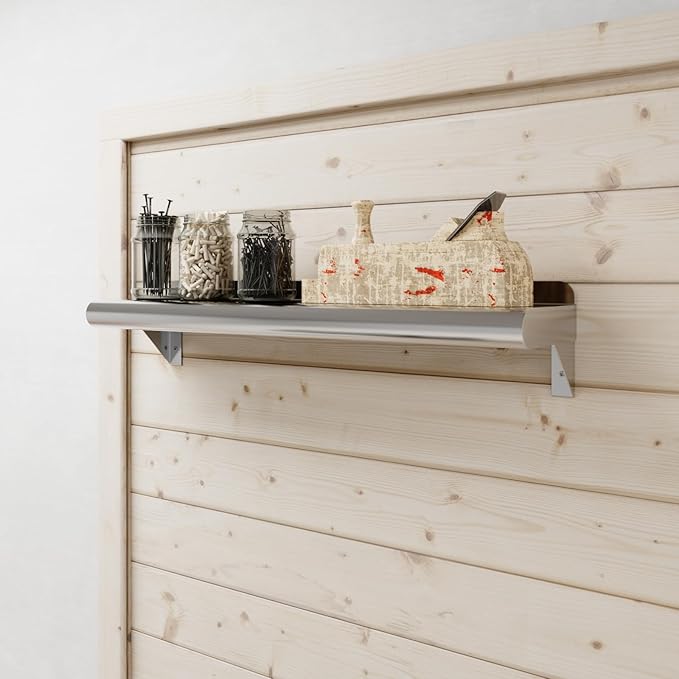 AmGood 6 in. x 24 in. Stainless Steel Wall Shelf | NSF | Metal Shelving | Garage Laundry Storage Utility Room | Restaurant Commercial Kitchen