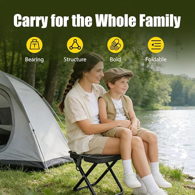 Foldable Backpack Stool 2026 New Foldable Backpack Stool for Adults Folding Camping Stool which can Turned Into a Satchel Ultralight Pocket Chair for Fishing Hiking Camping (Black Large)