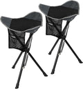REDCAMP 2 Pack 22.4IN Tall Folding Tripod Stools for Adults Lightweight Portable Camping Stools for Fishing Hunting Backpacking Traveling Black